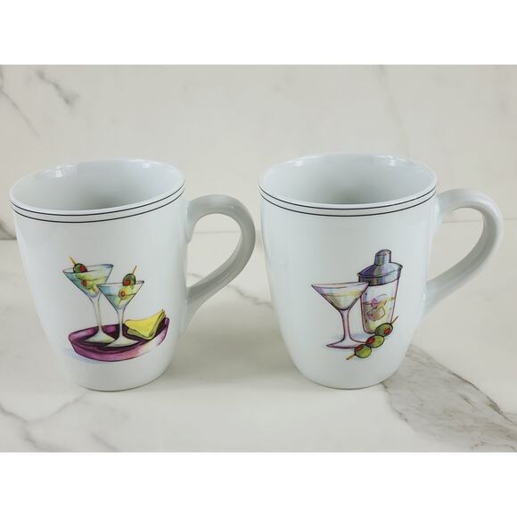 Boston Warehouse Coffee Mug Tea Cup 2003 Martini Design 4 1/4" Porcelain x5 - Picture 8 of 15